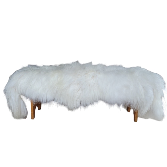 NATURAL White Long Hair Sheepskin for Bench Seat, Rug Runner or Throw - Picture 8 of 8